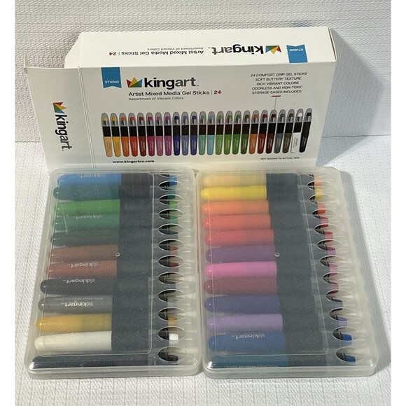 KINGART Artist Mix Media Gel Sticks Set of 24 Vibrant Colors Non-toxic Odorless - Picture 1 of 17